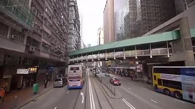 香港巴士上实拍道路交通街景视频素材视频的预览图